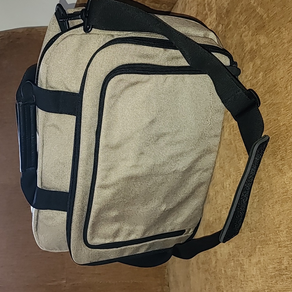 Eddie bauerTan and Black Canvas Laptop Bag with Shoulder Strap